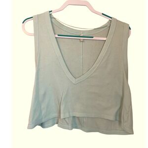 Intimately Free‎ People Baring It Tank Size XS Oversize Crop Mint Green Deep V